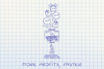 machine turning clocks into coins, more profits faster