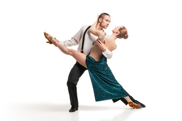 professional artists dancing over white