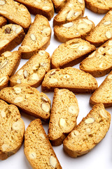 Italian cantuccini cookie with almond filling. Isolated on white background.