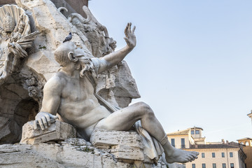 Fountain of the Four Rivers in Piazza Navona (Rome, Italy)