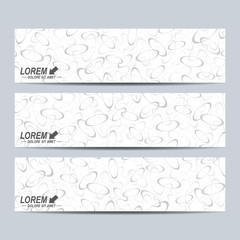 Grey set of vector banners. Background with gray circles. Web banners, card, vip, certificate, gift, voucher. Modern business stylish design