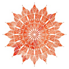 Mandala  colorful watercolor. Beautiful round pattern. Detailed abstract pattern. Decorative isolated. 