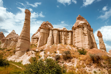 Rock formations in Love Valley of Cappadocia