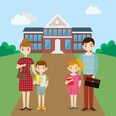 Modern flat vector illustration of cartoon kid