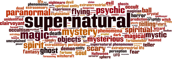 Supernatural word cloud concept. Vector illustration
