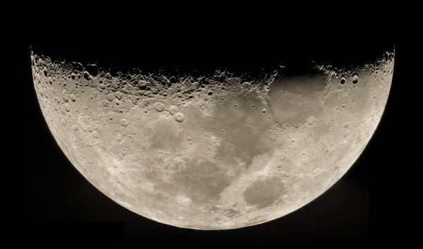 Lunar terminator - high resolution image through a telescope