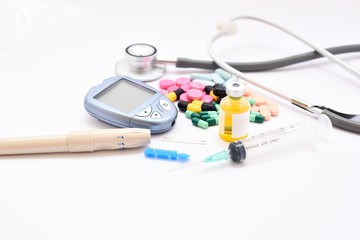 Device of diabetes testing with drugs for treatment