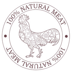 Fototapeta na wymiar Natural meat stamp with cock