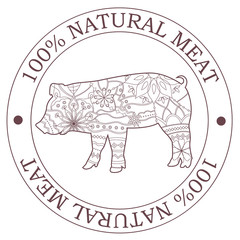 Natural meat stamp with pig
