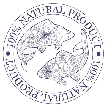 Natural product stamp with fish