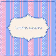 Striped background with banner and frame