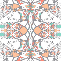 Traditional ornamental paisley bandanna. Hand drawn background with artistic pattern.