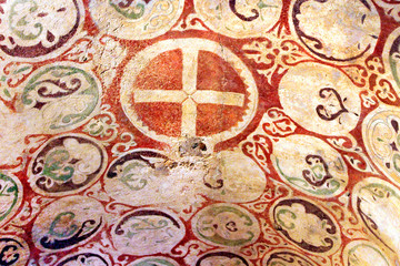 Fototapeta na wymiar Murals on the ceiling of the church of St. Nicholas, Demre, Turkey