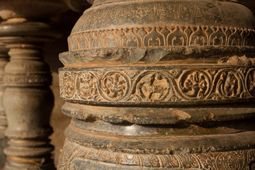 Carved column. Hampi, India.
