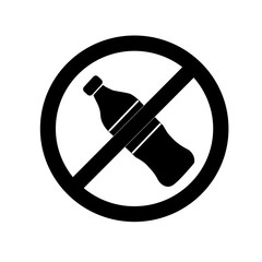 Do not drink icon. No drink sign isolated on white background. Black circle prohibition symbol. Stop flat symbol. Stock
