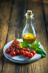 Fresh tomatoes, basil and olive oil