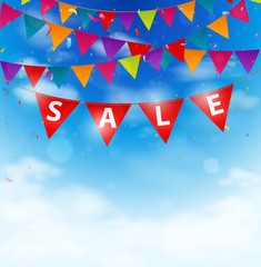 Obraz premium Sale background on bunting flags 