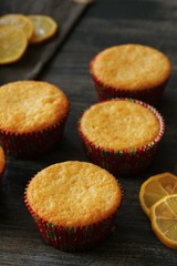 Lemon cupcakes, selective focus