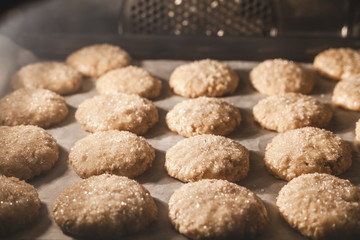 Delicious cookies baked in oven