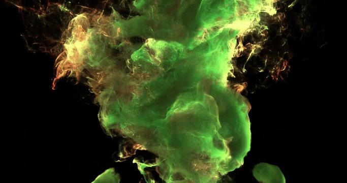 Motion Background VJ Loop - Green and Yellow Particles 4k + Matte
