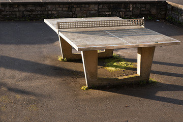robust outdoor ping pong table from concrete with a metal network