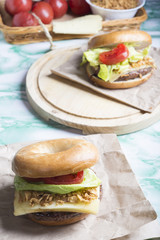 Burgers with ingridients