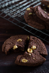 Chocolate cookies with nuts