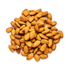 group of almonds isolated on white