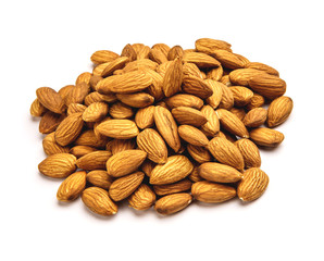 group of almonds isolated on white