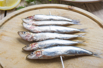 Skewered sardines