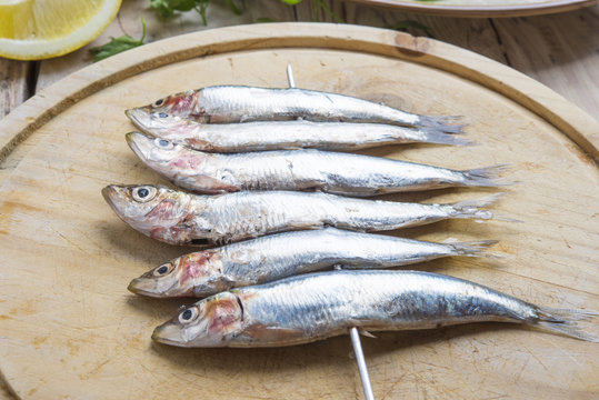 Skewered sardines