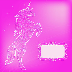 Pink backdrop with unicorn