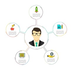Infographic Template. Data Visualization. Can be used for workflow layout, number of options, steps, diagram, graph, presentation, round chart and web design.