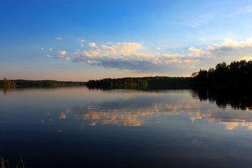 Quiet evening lake landscape