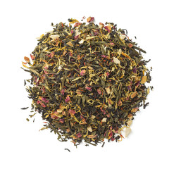 fragrant herbal tea on a white background