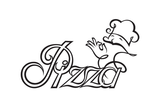 illustration of pizza label with text