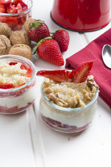 Dessert Healthy, quinoa, strawberry, nuts and yogurt.