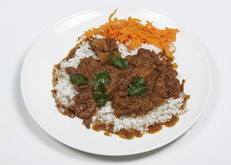 Mutton Curry and Rice with Carrot Sambal