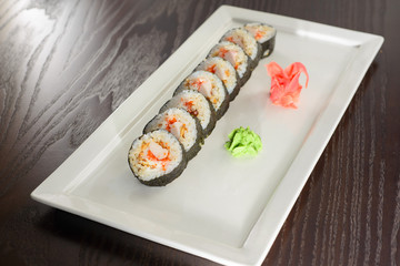 Japanese roll with crab meat, caviar