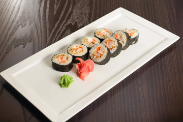 Japanese roll with crab meat, caviar