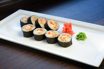 Japanese roll with crab meat, caviar