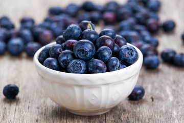 Fresh Blueberry in bowl. concept for healthy eating.