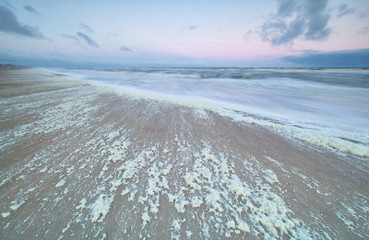 stormy North sea at sunrise