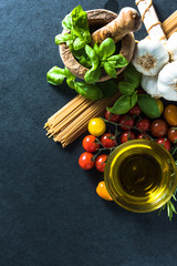 Italian healthy spaghetti, border background
