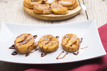 plate with torrijas, typical spanish
