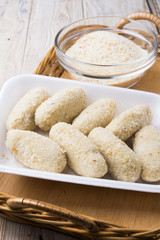 raw croquettes to fry in pan or in fryer