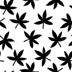Fototapeta premium Ganja Weed Marijuana Seamless Vector Pattern