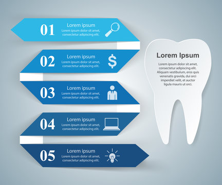 Abstract 3D digital illustration Infographic. Tooth icon.