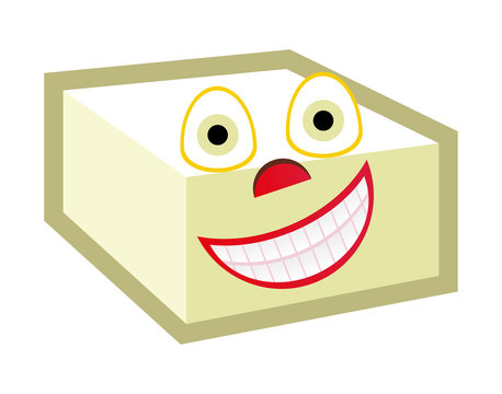 Vector Cartoon Tofu With Face