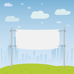 Banner on city background